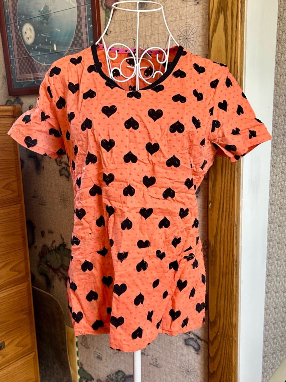 HeartSoul Orange Hearts Scrub Top